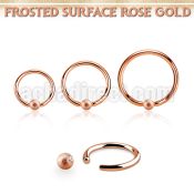 bcrr18f3 rose gold steel ball closure ring 18g  w 3mm frosted ball