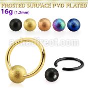 bcrt16f5 pvd plated steel ball closure ring 14g w 5mm frosted ball