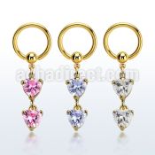 bcrtgz2 gold pvd plated steel bcr 1.6mm w cross formed by 4 czs