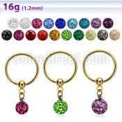 bcrtsfr gold steel bcr 1.2mm w ferido glued multi crystals ball