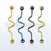 bdat14 anodized steel industrial zigzag barbell w 5mm ball