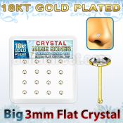 bfbrg16c silver nose bone w 18k gold plating 3mm flat crystal