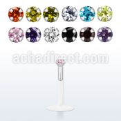 bilbzs bio flex labret with 1 5mm prong set round cz stone