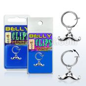 blcp517 fake belly clip w a dangling happy mustache design