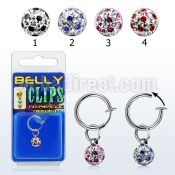 blcpt117a fake belly clip w 5mm dotted crystal resin in package