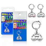 blcpt24 fake belly clip with dangling crystal bra in package