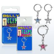 blcptsar fake belly clip w rhodium plated star dangle in package
