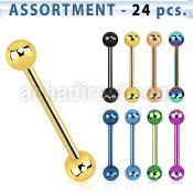 blk104b bulk of anodized 316l steel tongue barbells w 5mm balls