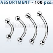 blk18b bulk of 316l steel eyebrow bananas with 2 5mm balls
