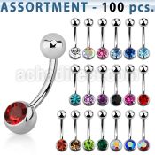 blk21b 316l steel belly banana with bezel jewel steel ball