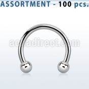 blk22b 316l steel eyebrow circular barbell with 2 5mm balls