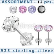 blk258g sterling silver earring stud with 9 12mm round cz