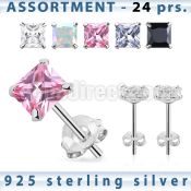 blk259m sterling silver earring stud with 5 8mm square cz