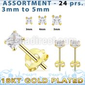 blk265s 18k gold plated silver ear stud with 3 5mm square cz