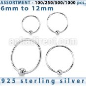 blk290 bulk of silver nose hoops with ball w diameter 8 12mm