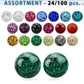 blk318 6mm multi crystal balls with threading and resin cover