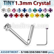blk526 silver nose studs with 1 25mm round prong set crystal