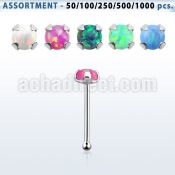 blk571 sterling silver nose bone piercing bulk w 2mm opal