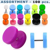 blk681 acrylic fake plugs 4mm to 12mm colors 100pcs