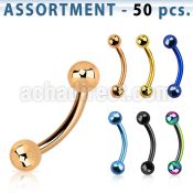 blk78 bulk of premium pvd 316l steel eyebrow banana w 3mm ball