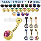 blk80b pvd plated 316l steel belly banana w jewel steel ball