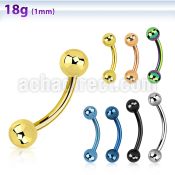 bn18b3 316l steel eyebrow banana 18g 1mm with two 3mm balls