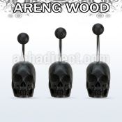 bnarsk steel belly banana w hand carved areng wood skull