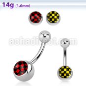 bnche 316l steel belly banana w acrylic checkered ball logo