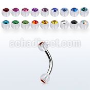 bneajb4 steel eyebrow banana w 4mm bio flex balls w crystals