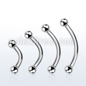 bneb25 316l steel eyebrow banana with two 2 5mm balls