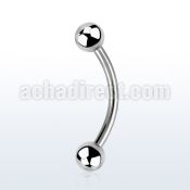 bneb4 316l steel eyebrow banana, 16g (1.2mm) w 2 4mm balls
