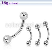 bneb 316l steel eyebrow banana with two 3mm balls