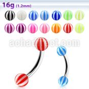bnebeb 316l steel eyebrow banana with 3mm acrylic beach ball