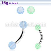 bnedxw steel eyebrow banana w 3mm acrylic balls w star pattern