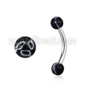 bnedxx steel eyebrow banana w 3mm black white flower balls