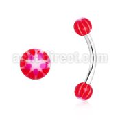 bnedxz steel eyebrow banana w 3mm balls w a red white star