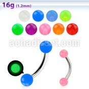 bneglb 316l steel eyebrow banana with 3mm acrylic luminous ball