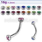 bnehjb3 316l steel eyebrow banana with 3mm bezel set balls