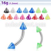 bnenck 316l steel eyebrow banana with 3mm acrylic checkered cone