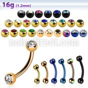 bnet2c anodized 316l steel eyebrow banana with 3mm bezel ball