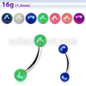 bneuvbab 316l steel eyebrow banana w 3mm ab coated acrylic balls