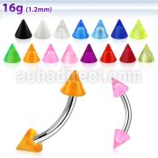 bneuvcn 316l steel eyebrow banana with 3mm uv acrylic cone