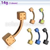 bnk2di anodized 316l steel belly banana with 5 6mm steel dice