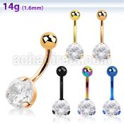 bnrdz8t pvd plated steel casting belly banana 14g cz ball