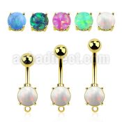 bntrdoh gold plated 316l steel belly banana opal