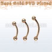 bnttb4 rose gold steel eyebrow banana w 2 4mm balls