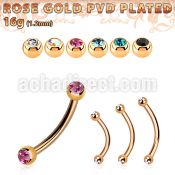 bnttjb25 rose gold plated steel eyebrow banana w 2.5mm jewel ball