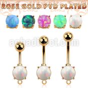 bnttrdoh rosegold plated 316l steel belly banana opal