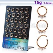 board rose gold steel hinged segment ring w crystal below