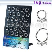 board w steel hinged segment rings 16g clear crystals